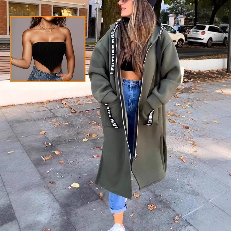 Essentiella outfits för dejter Lång tröja med huva för dam🍂