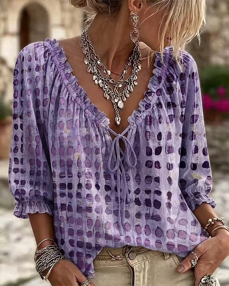 Almira™ | Elegant Blus med V-ringning för Kvinnor