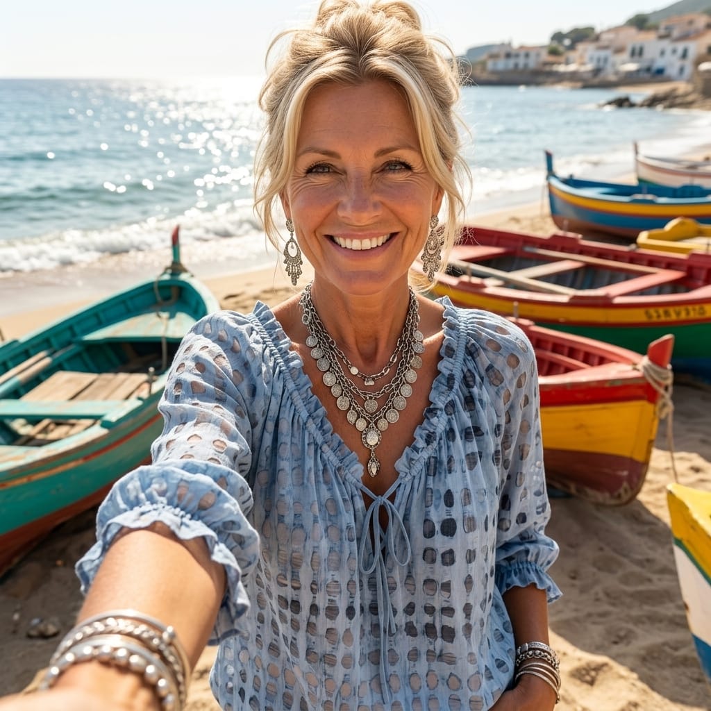 Almira™ | Elegant Blus med V-ringning för Kvinnor