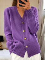 Roselle™ | Stickad Cardigan med Hjärtknappar för Kvinnor