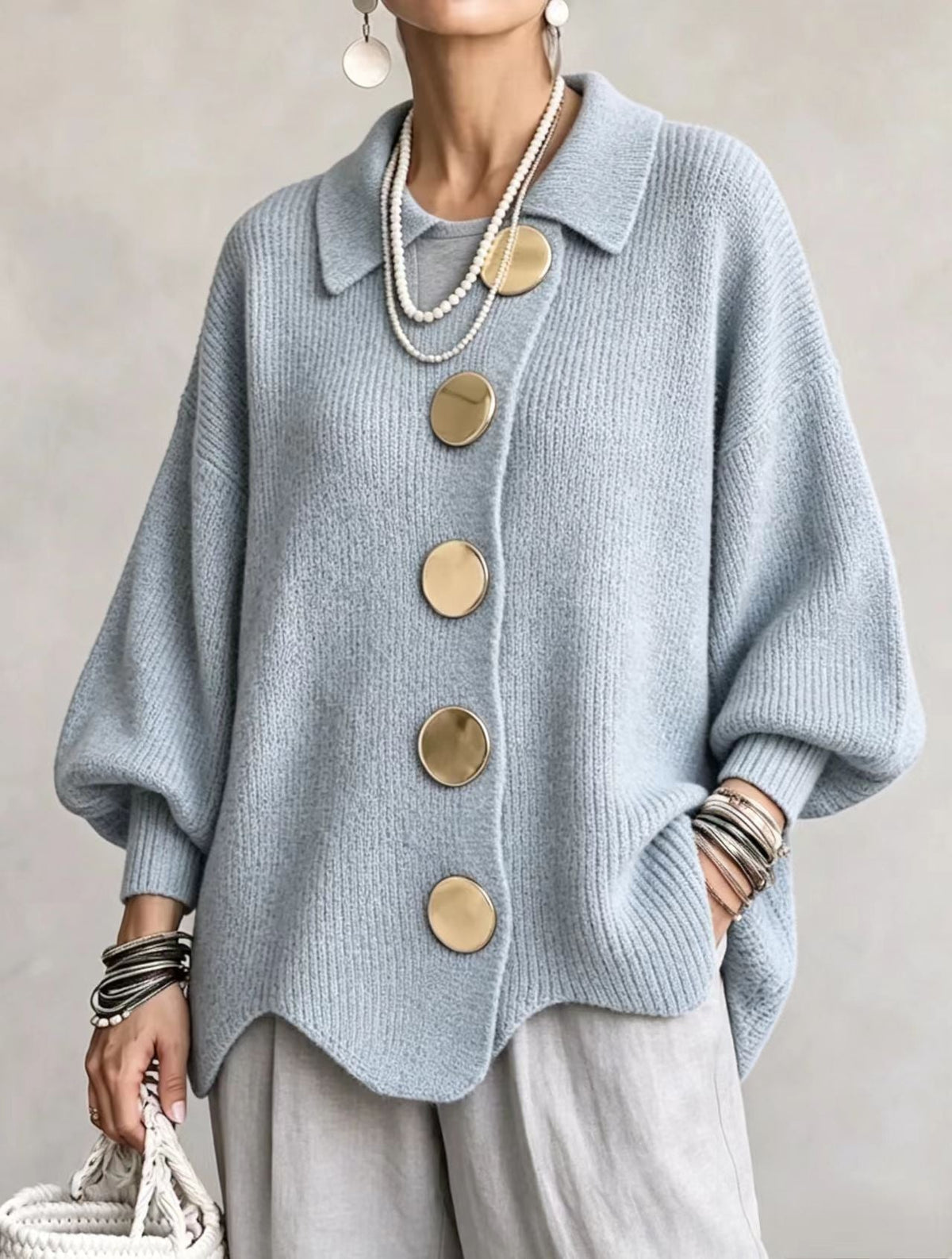 Victoire | Oversize-cardigan med stora guldknappar