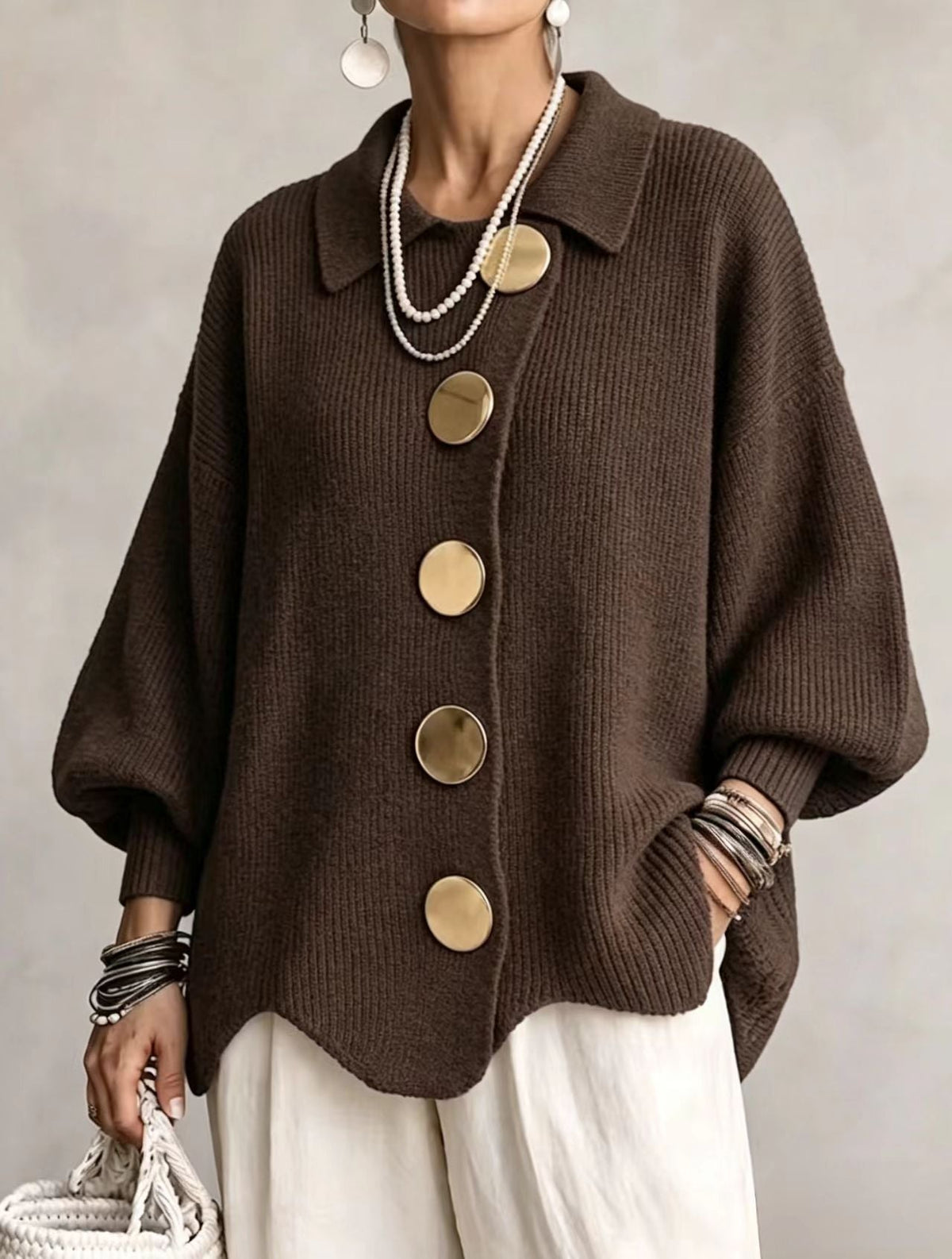 Victoire | Oversize-cardigan med stora guldknappar