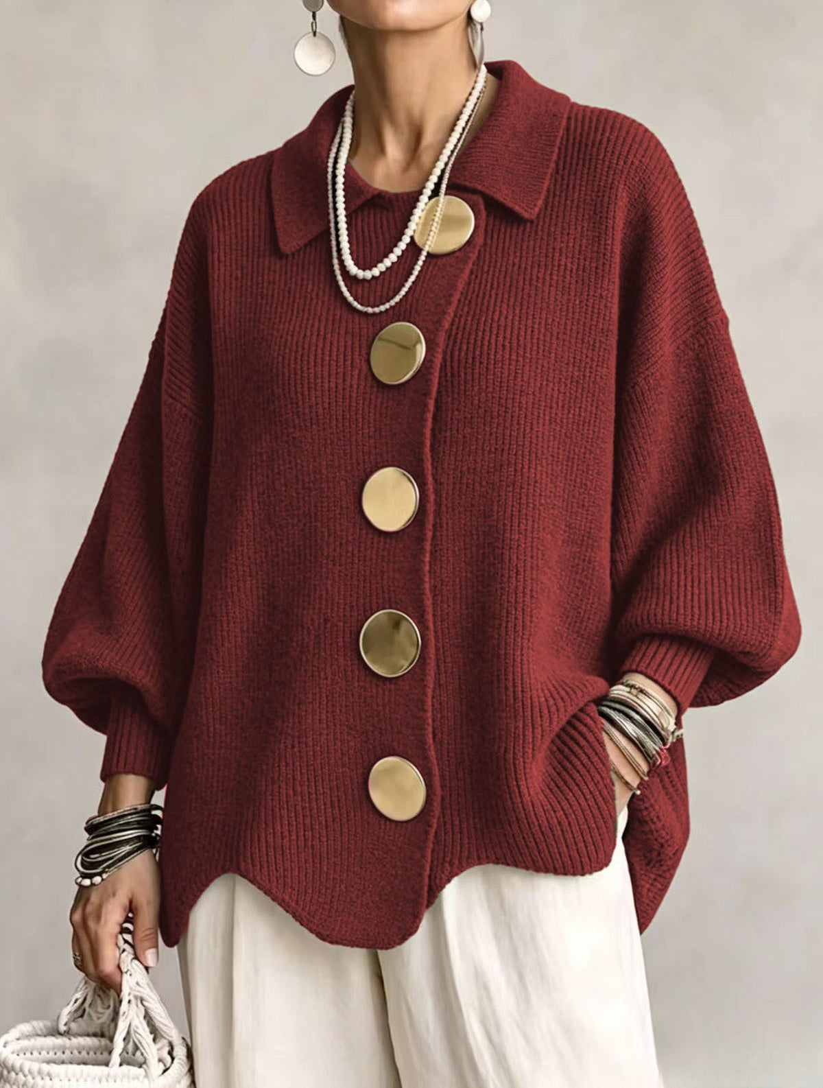 Victoire | Oversize-cardigan med stora guldknappar