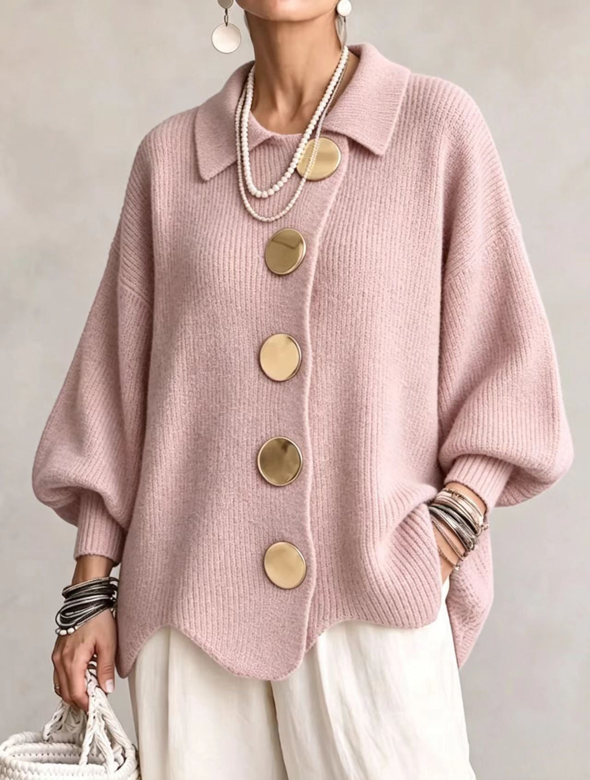 Victoire | Oversize-cardigan med stora guldknappar