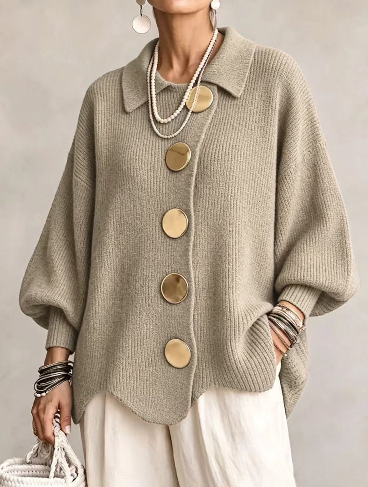 Victoire | Oversize-cardigan med stora guldknappar