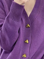 Roselle™ | Stickad Cardigan med Hjärtknappar för Kvinnor